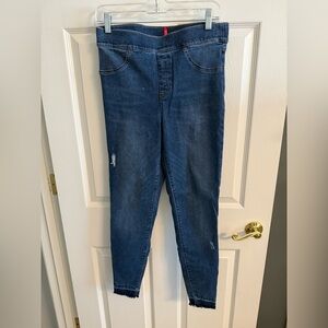 SPANX Dark Blue Distressed Jeggings